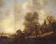 REMBRANDT Harmenszoon van Rijn View of a Town on a River France oil painting artist